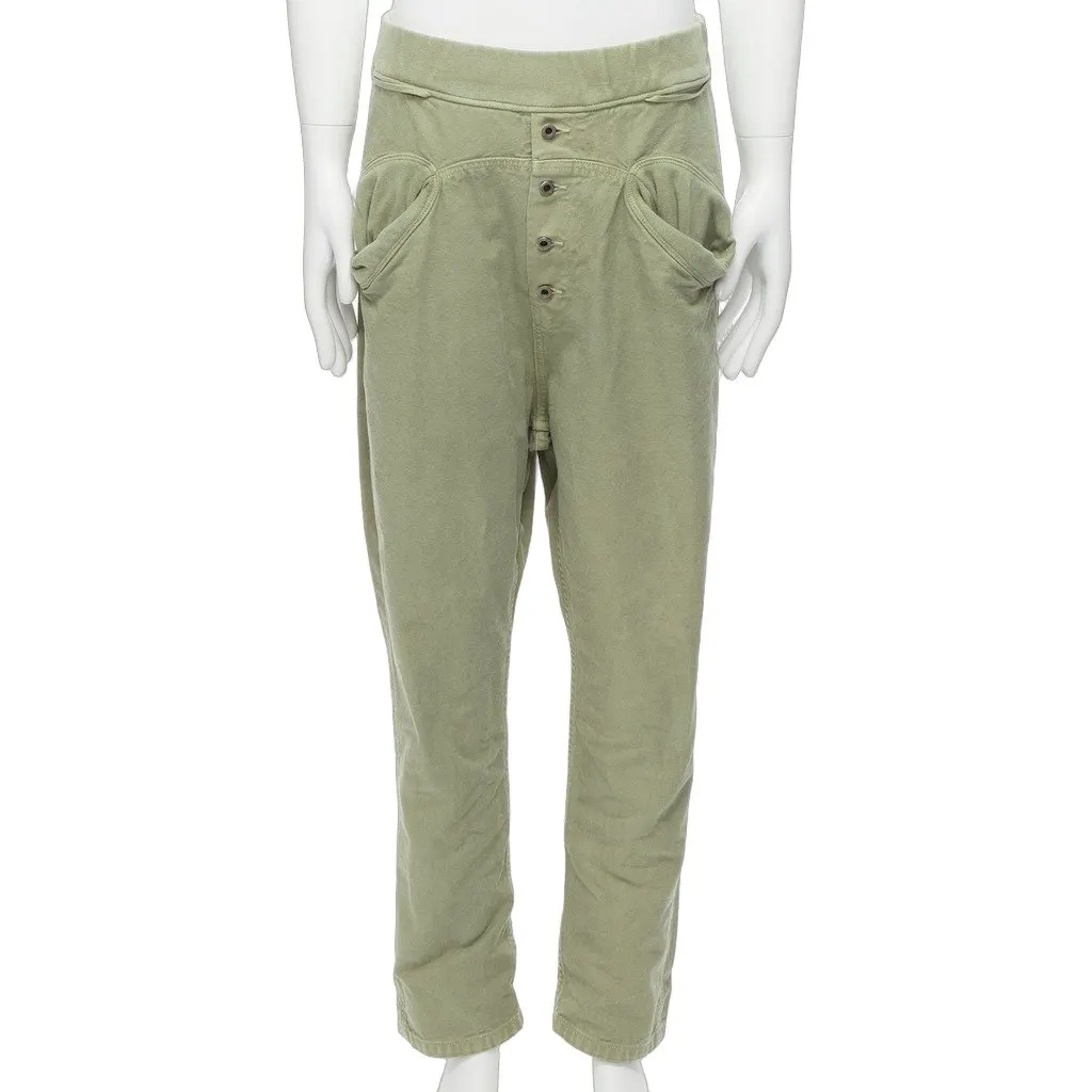Kapital Distressed Cotton Pants Green Cotton Very good - Front View