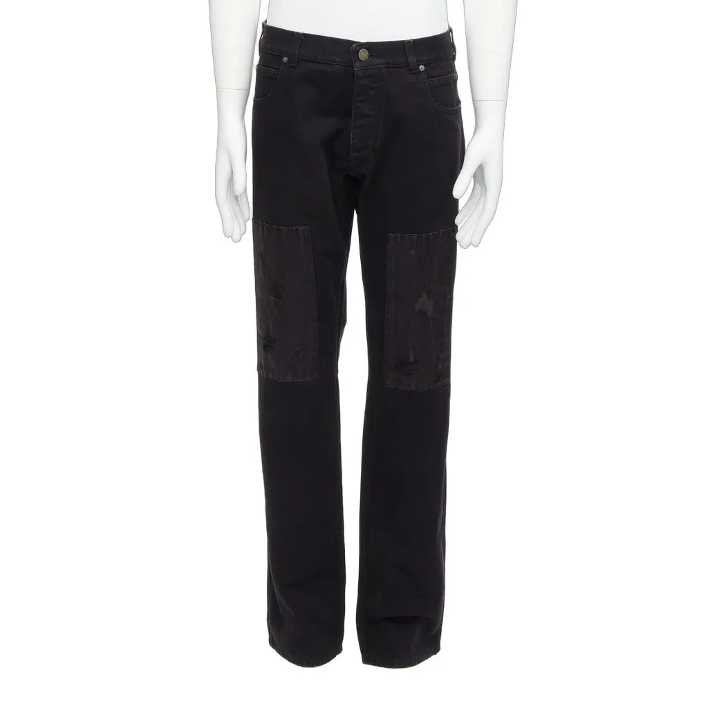 Calvin Klein Satin Patch Jeans Black Cotton Never worn - Front View