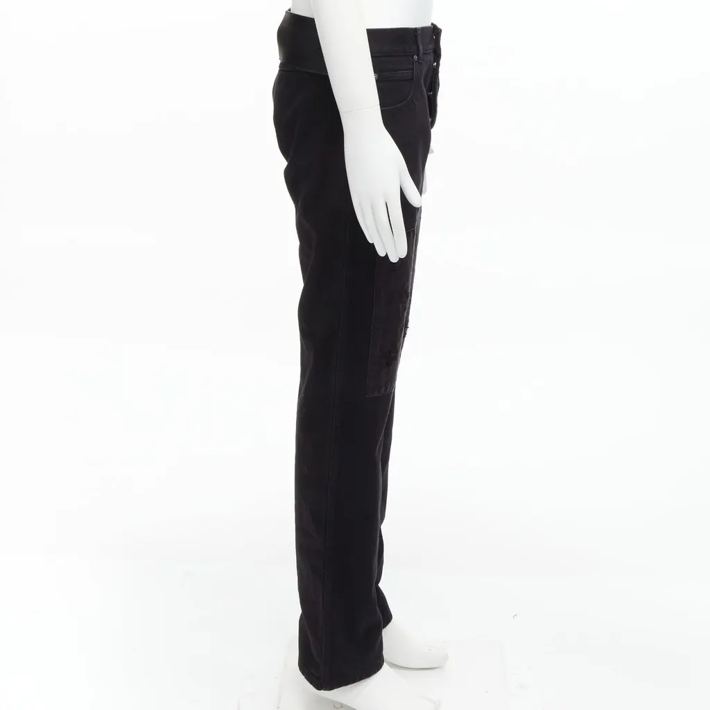 Calvin Klein Satin Patch Jeans Black Cotton Never worn - Model View