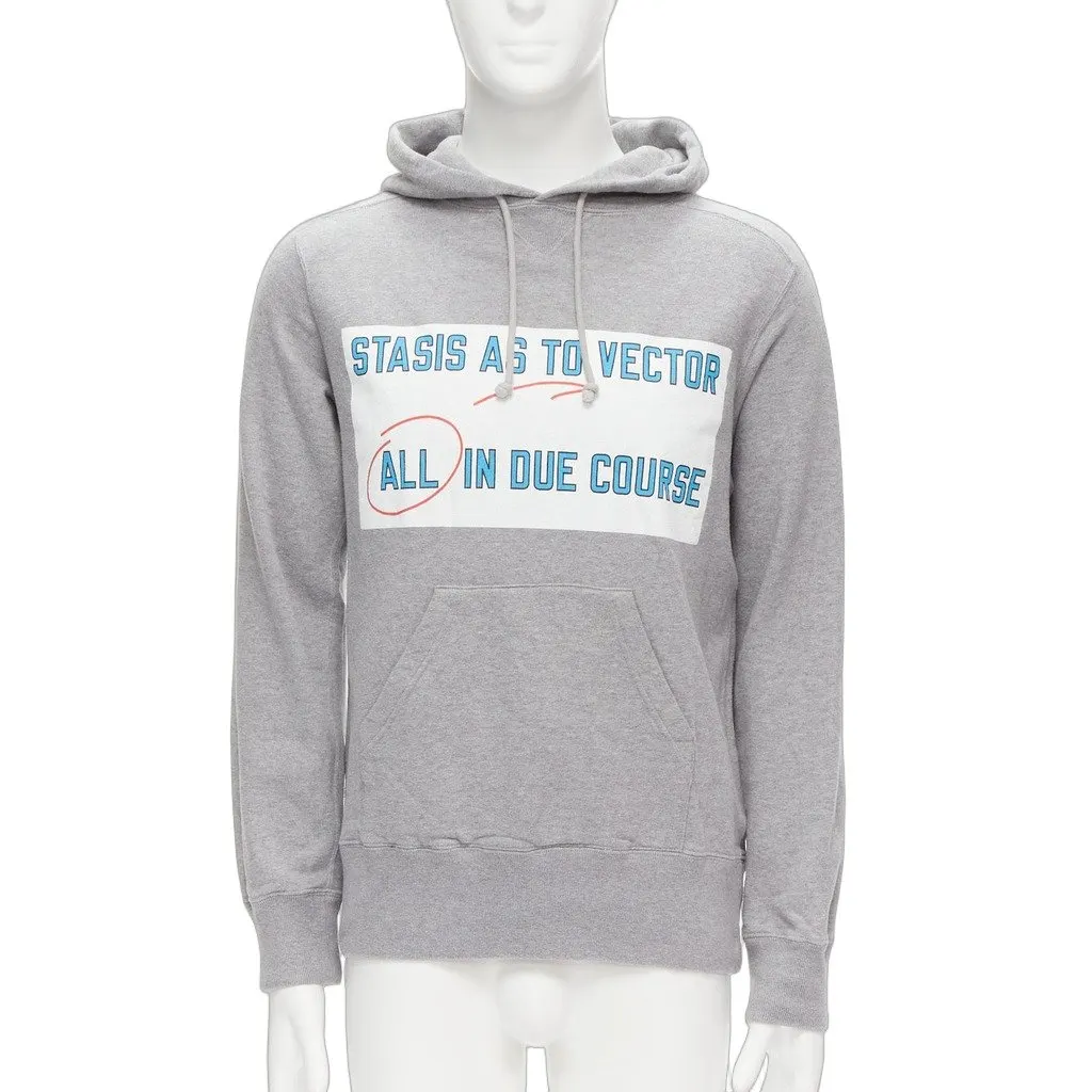 Sacai Slogan Print Hoodie Grey Cotton Good - Front View