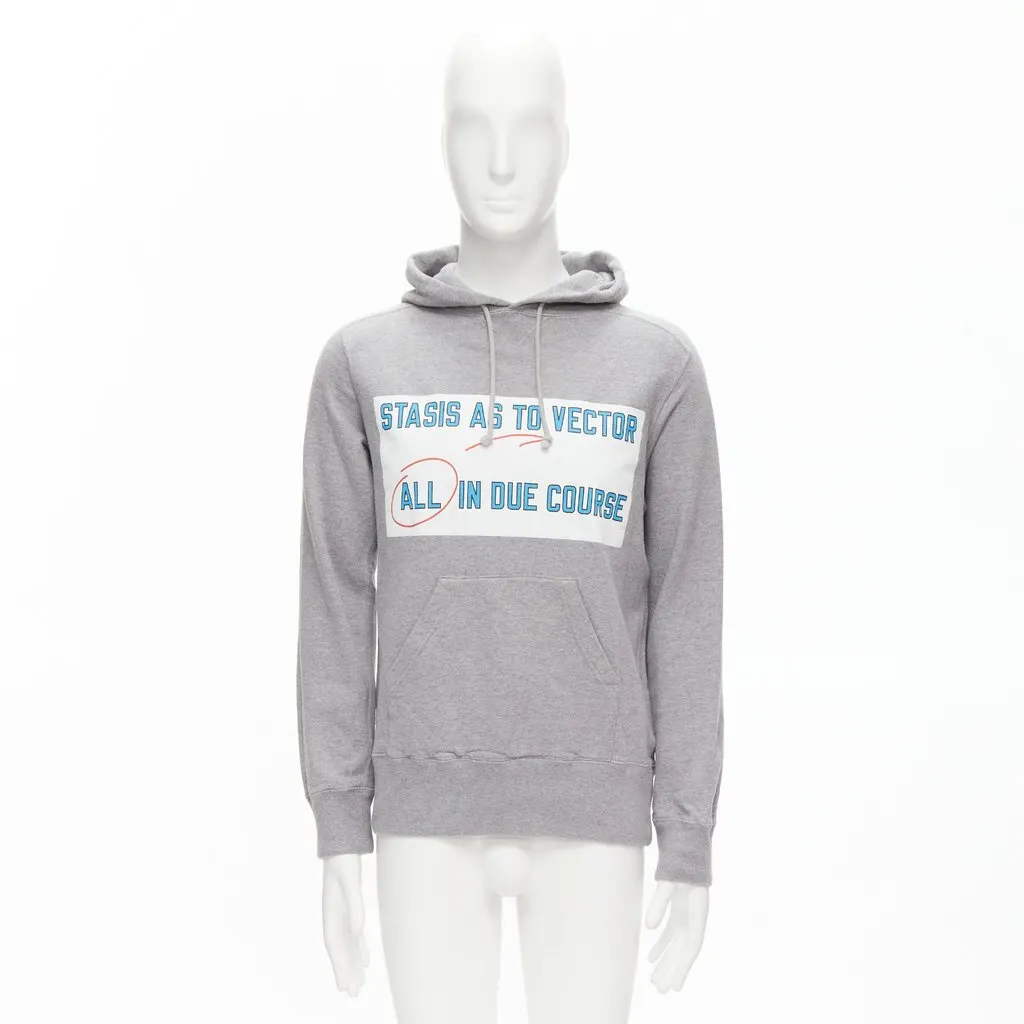 Sacai Slogan Print Hoodie Grey Cotton Good - Back View