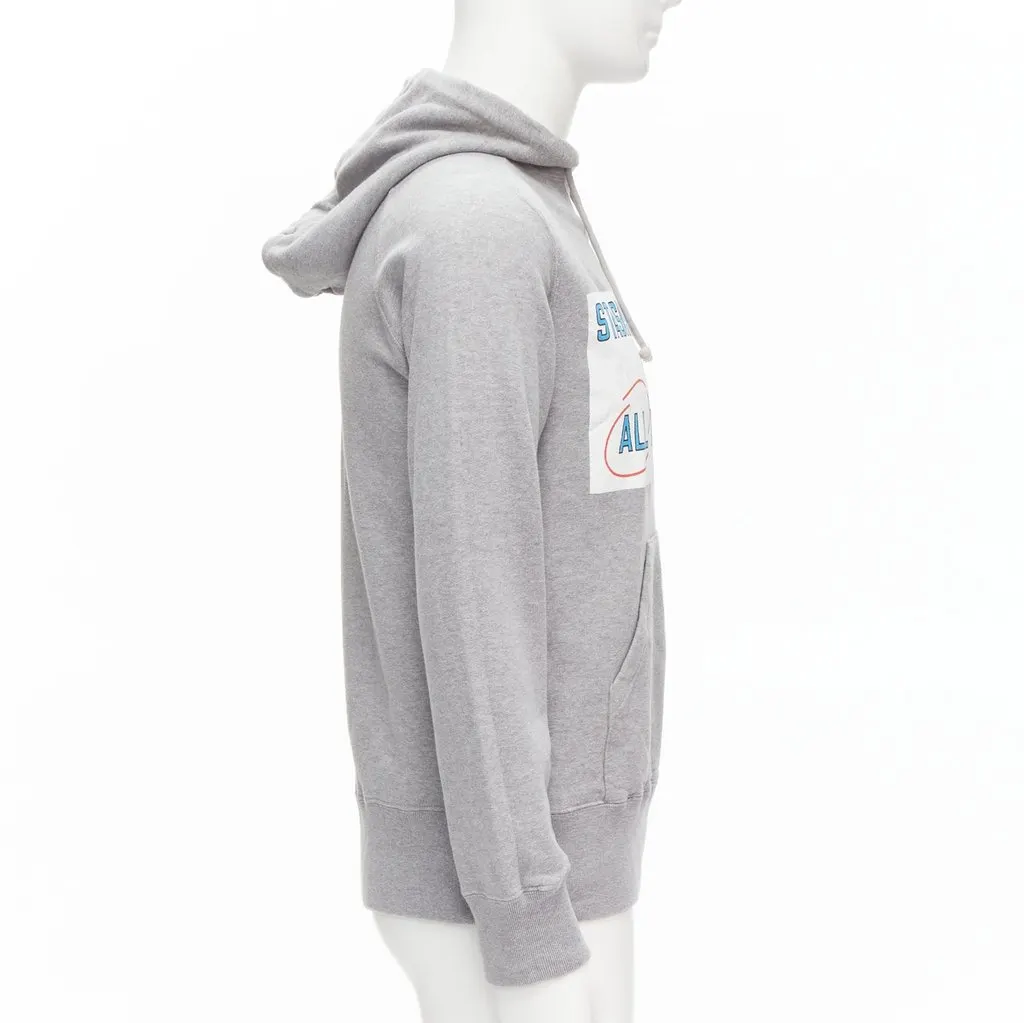 Sacai Slogan Print Hoodie Grey Cotton Good - Model View