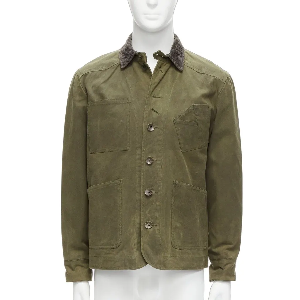 Rag & Bone Green Waxed Cotton Jacket Green Cotton Never worn - Front View