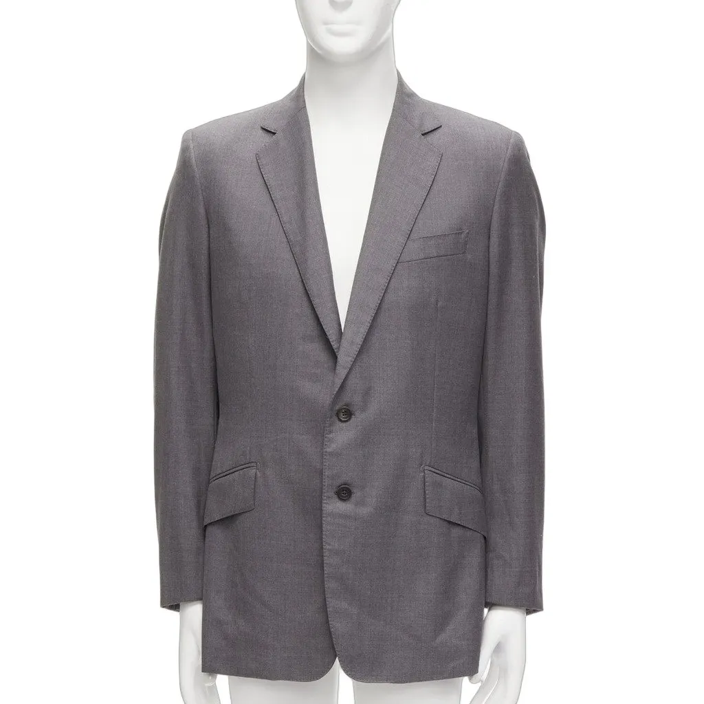 Unsigned Pink Lining Blazer Grey Wool Never worn - Front View