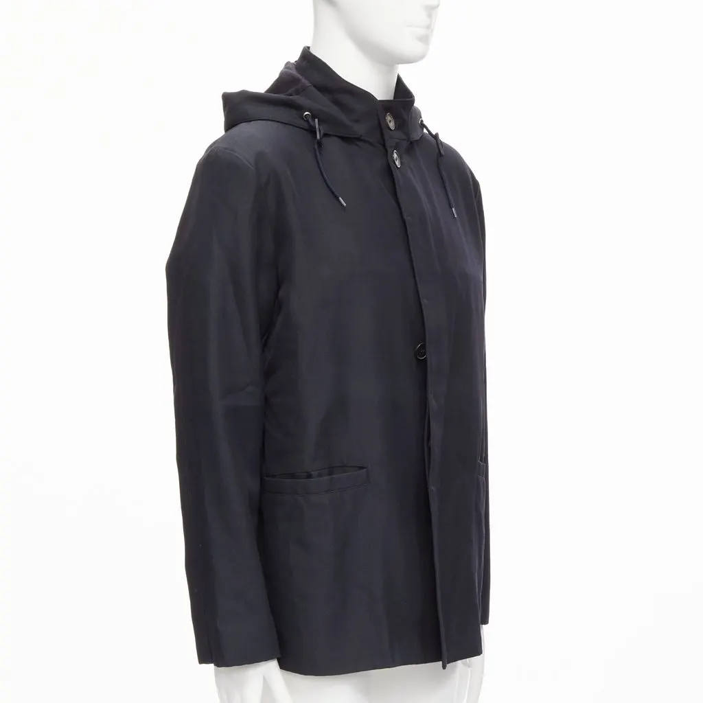 Marni Black Hooded Wool Parka Black Wool Good - Model View
