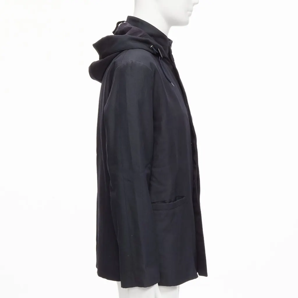 Marni Black Hooded Wool Parka Black Wool Good - Box View