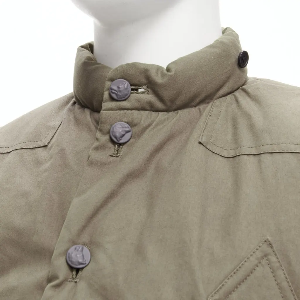 Unsigned Khaki Padded Puffer Vest Khaki Cotton Good - Back View