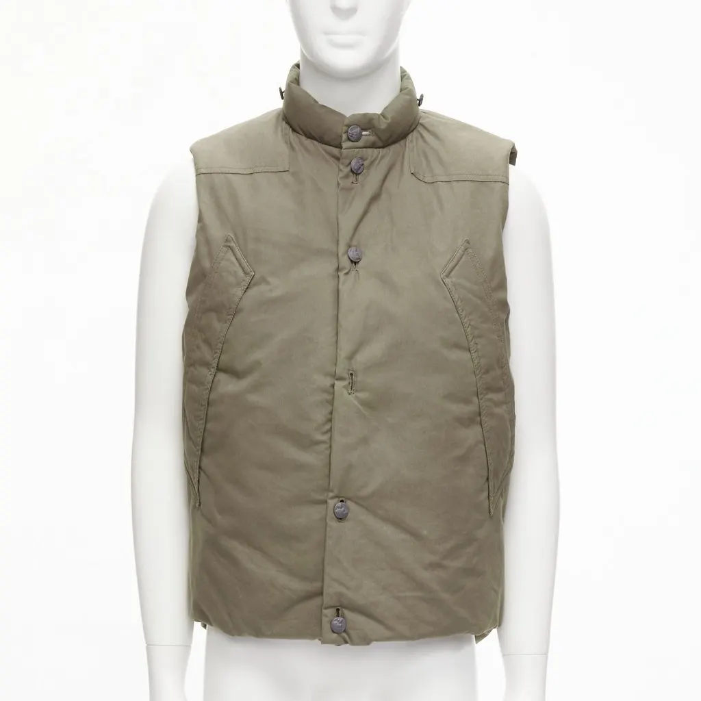 Unsigned Khaki Padded Puffer Vest Khaki Cotton Good - Model View