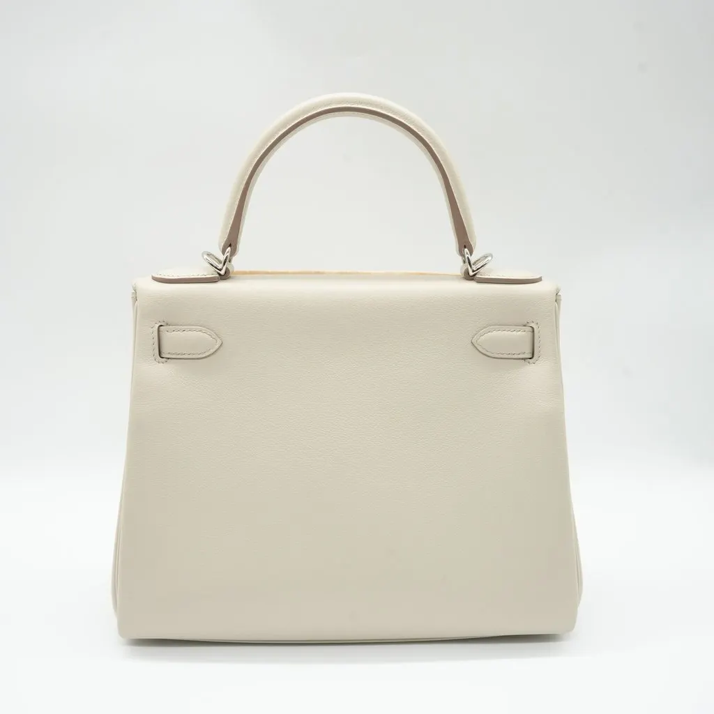Hermès Kelly 28 Craie Togo Leather Palladium HW Stamp:W(2024) Beige Leather Good - Back View