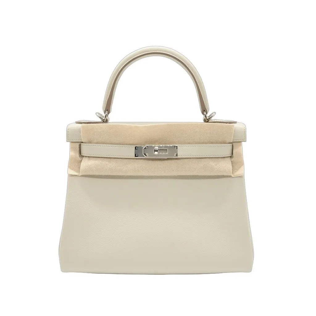 Hermès Kelly 28 Craie Togo Leather Palladium HW Stamp:W(2024) Beige Leather Good - Front View
