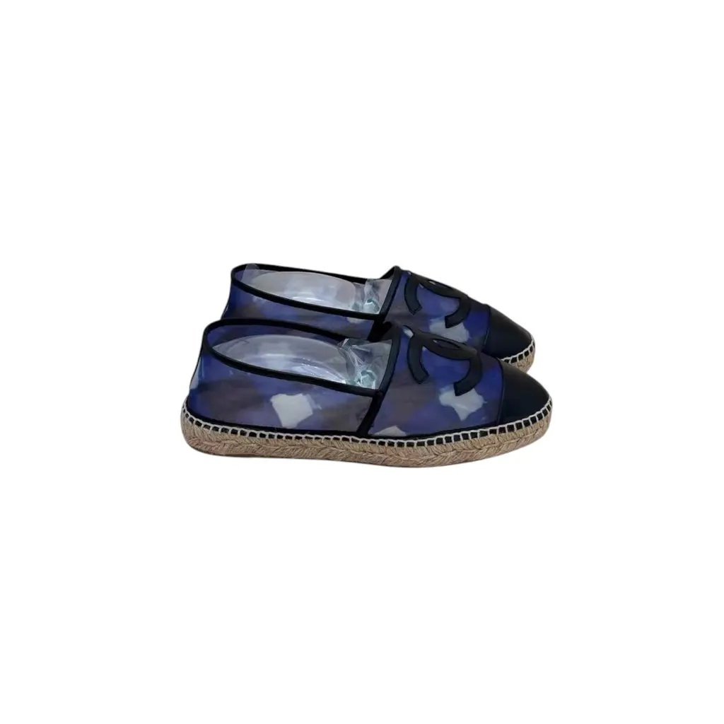 Chanel Chanel Purple/Black Mesh and Leather Interlocking CC Espadrille Flats Size 41 Purple Canvas Very good - Inside View