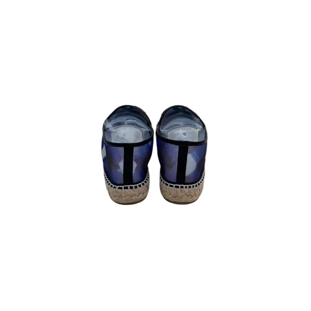 Chanel Chanel Purple/Black Mesh and Leather Interlocking CC Espadrille Flats Size 41 Purple Canvas Very good - Model View