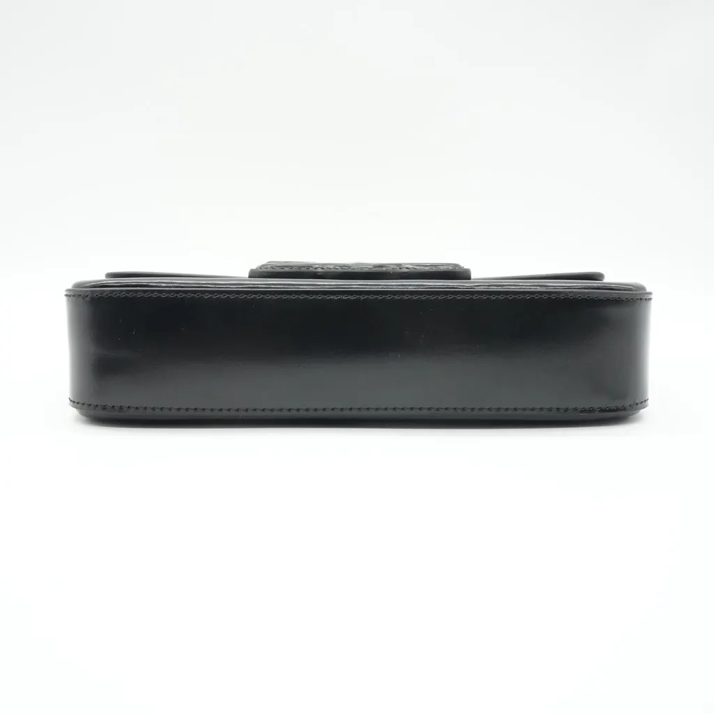 Celine Small Cuir Triomphe Chain Shoulder Bag Black Black Leather Good - Inside View