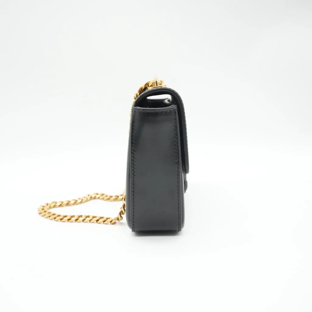 Celine Small Cuir Triomphe Chain Shoulder Bag Black Black Leather Good - Box View