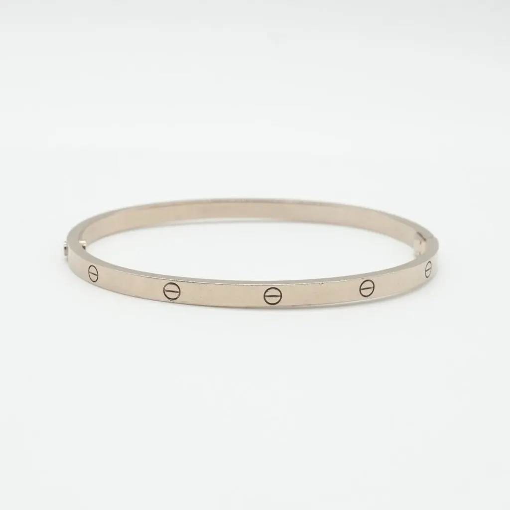 Cartier Love Bracelet, Small Model, 18K White Gold, Size:18 22 g White White Gold Fair - Back View