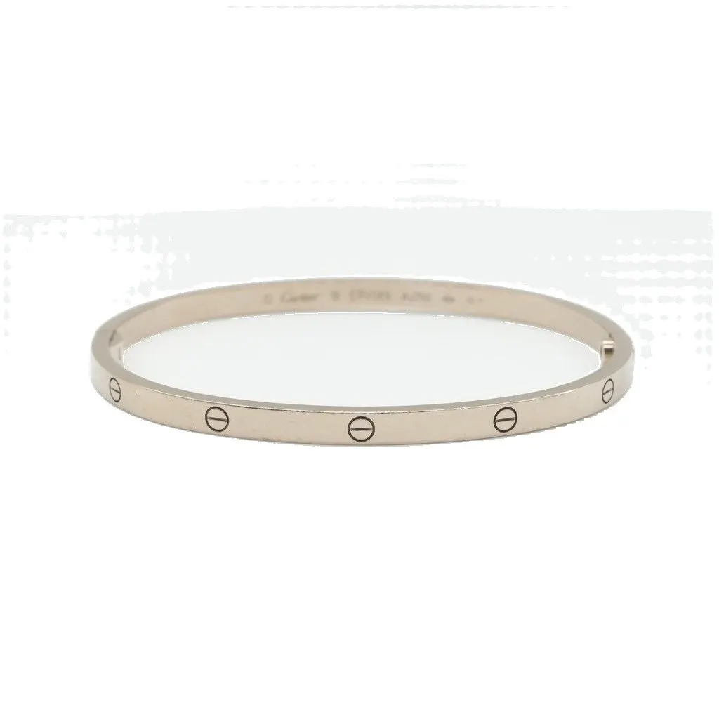 Cartier Love Bracelet, Small Model, 18K White Gold, Size:18 22 g White White Gold Fair - Front View