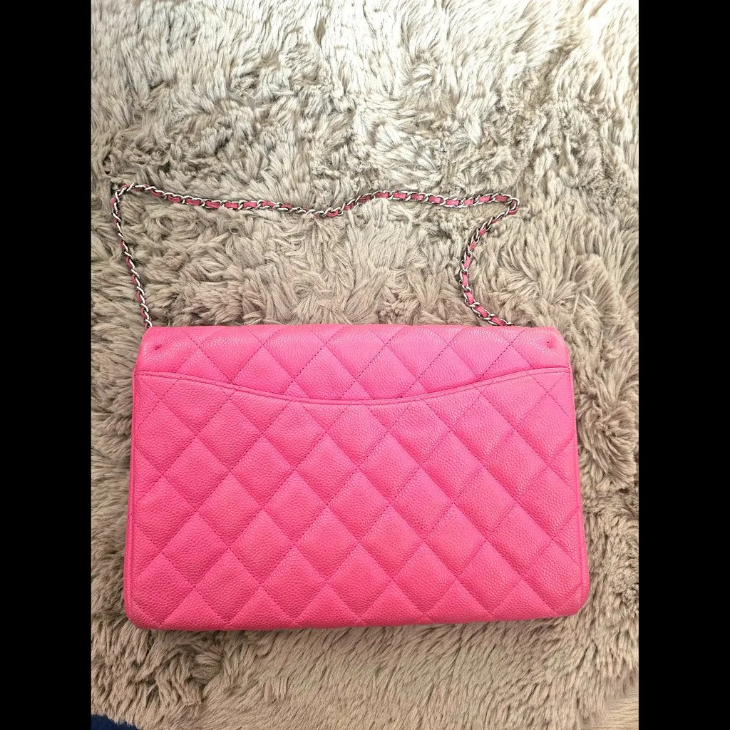 Chanel Matte Caviar Flap Bag Pink Leather Good - Back View