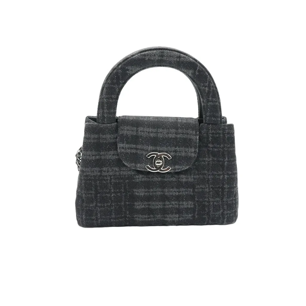 Chanel Mini Kelly Black and Grey Denim Black Denim Very good - Front View