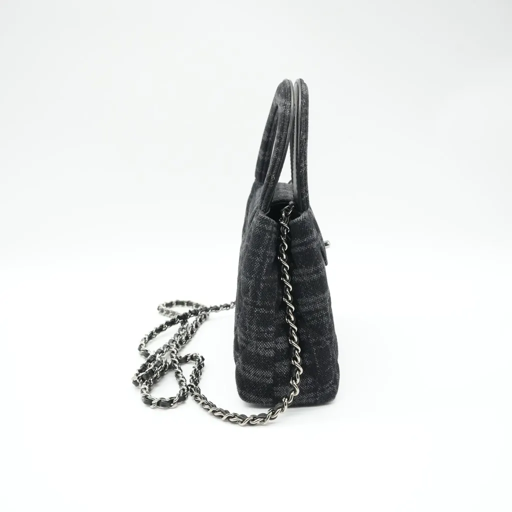 Chanel Mini Kelly Black and Grey Denim Black Denim Very good - Box View