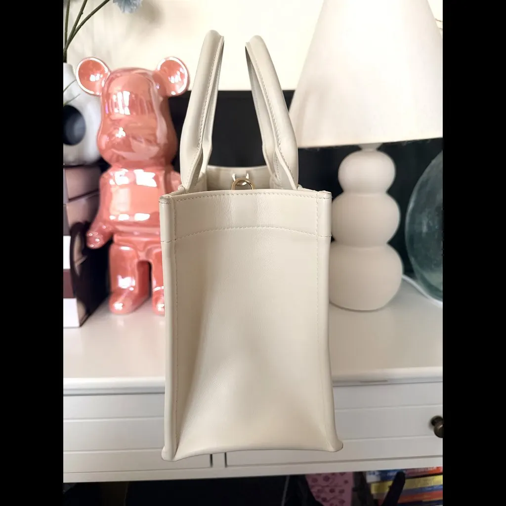 Dior Small Macrocannage Tote White Leather Good - Inside View