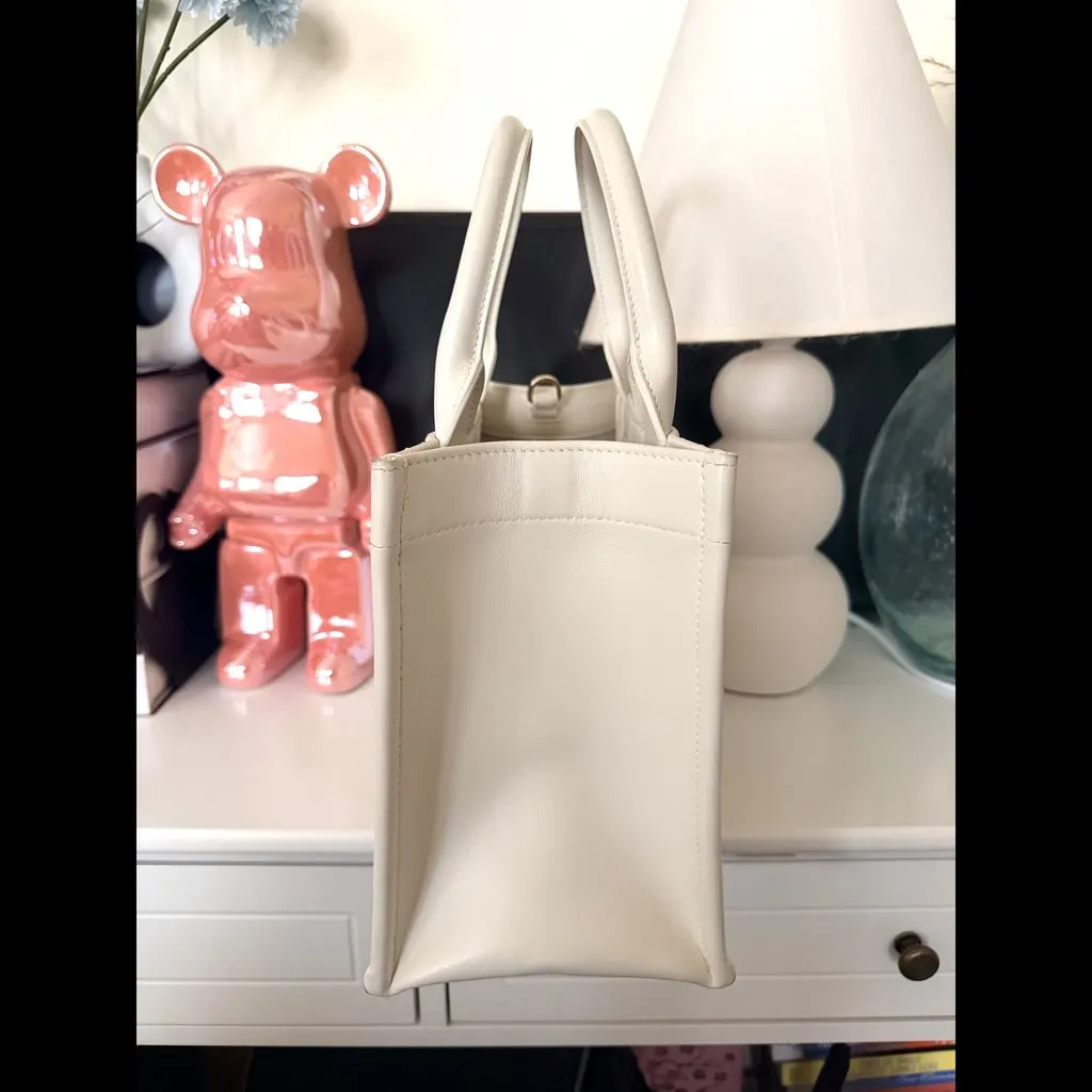 Dior Small Macrocannage Tote White Leather Good - Model View