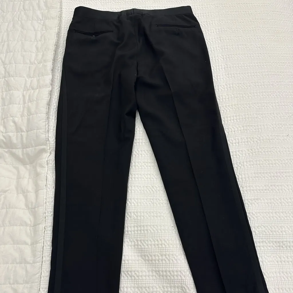 Pal Zileri Black Wool Tuxedo Trousers – IT 46 Black Wool Very good - Back View