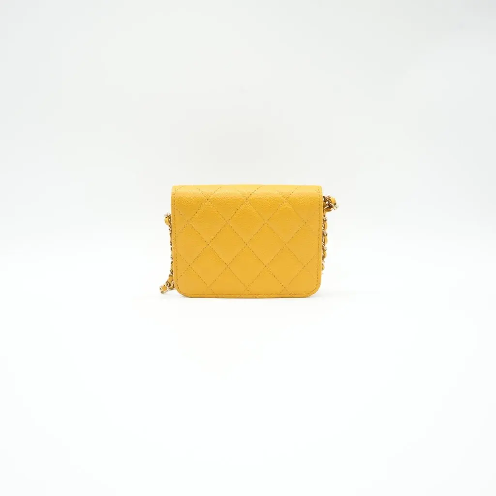 Chanel Mini Flap Shoulder Bag Quilted Vibrant Yellow Yellow Leather Good - Back View