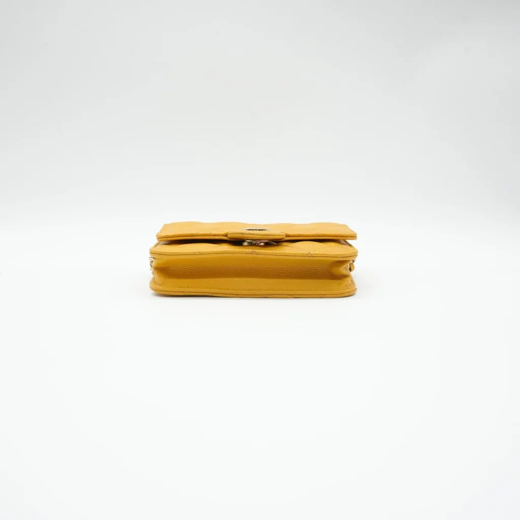 Chanel Mini Flap Shoulder Bag Quilted Vibrant Yellow Yellow Leather Good - Inside View