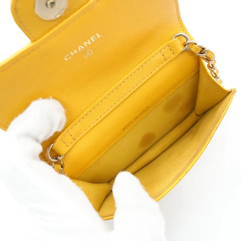 Chanel Mini Flap Shoulder Bag Quilted Vibrant Yellow Yellow Leather Good - Model View