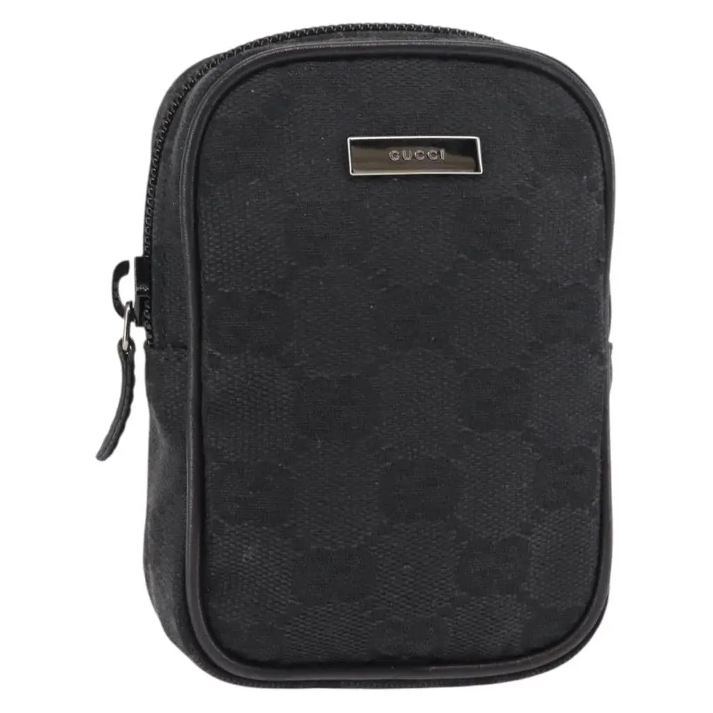 Gucci Canvas Pouch Black Canvas Good - Front View