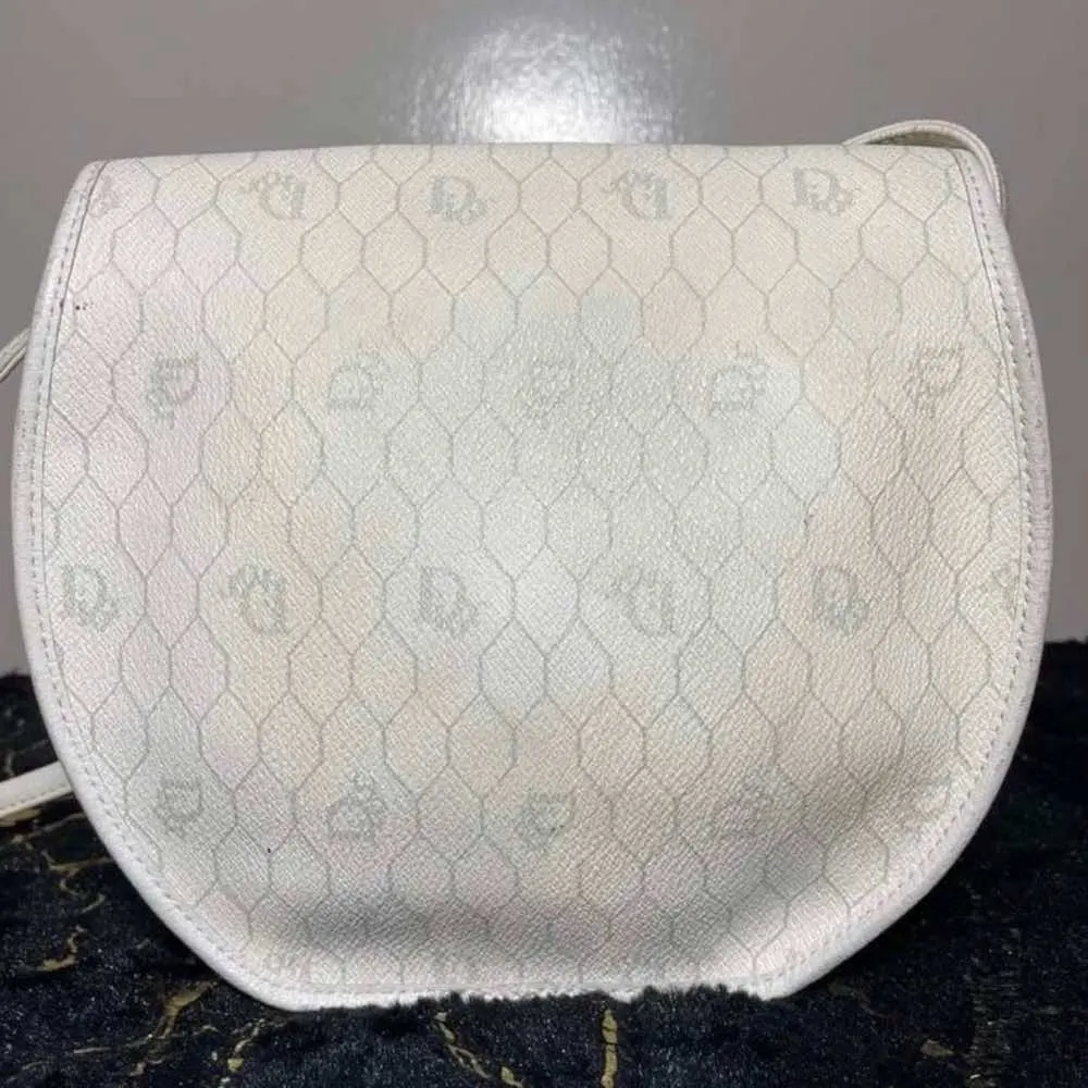 Dior Sling Bag White Canvas Gold Good - Back View