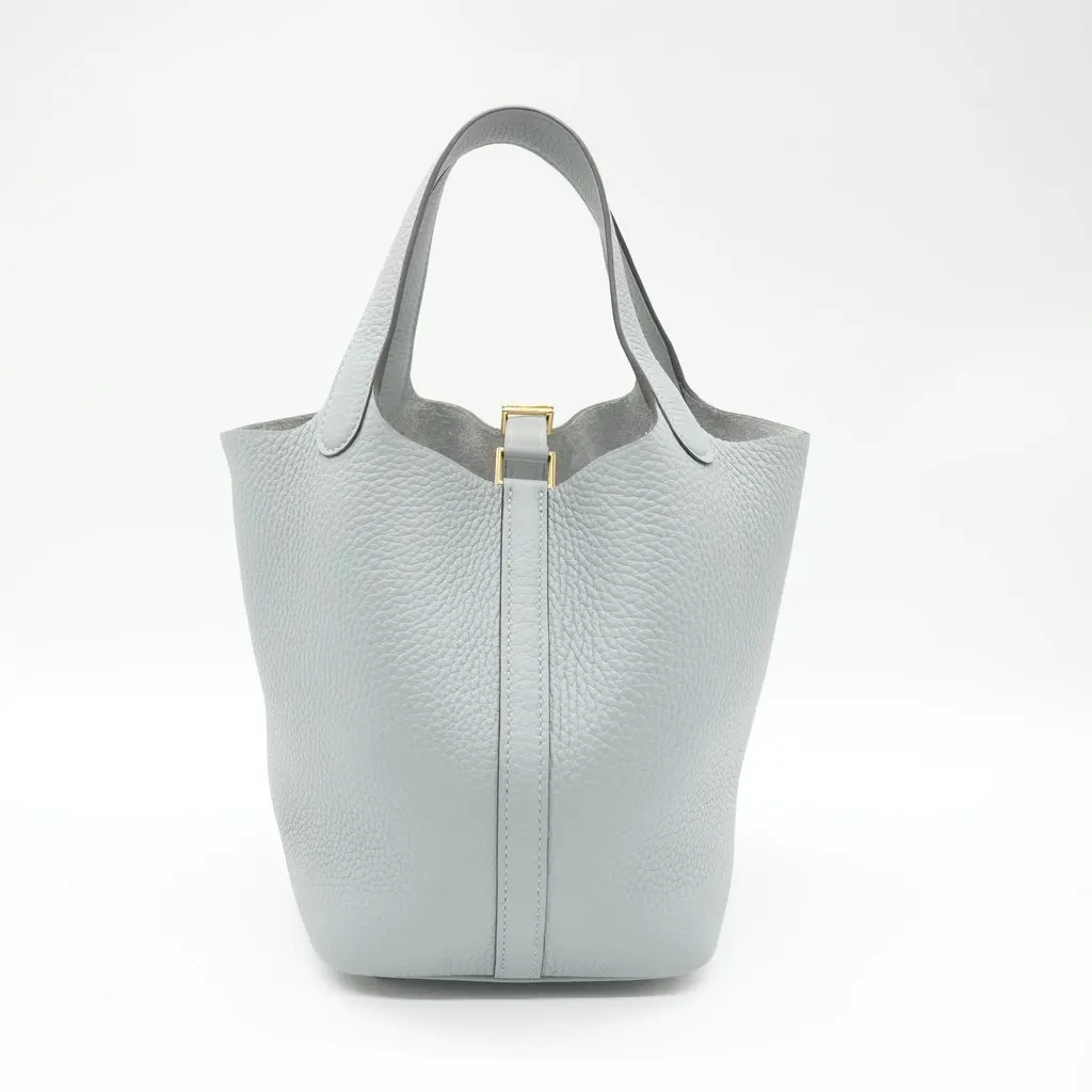Hermès Picotin Lock 18 Gris Pantin Gold HW Stamp:G (2026) Grey Leather Never worn - Back View