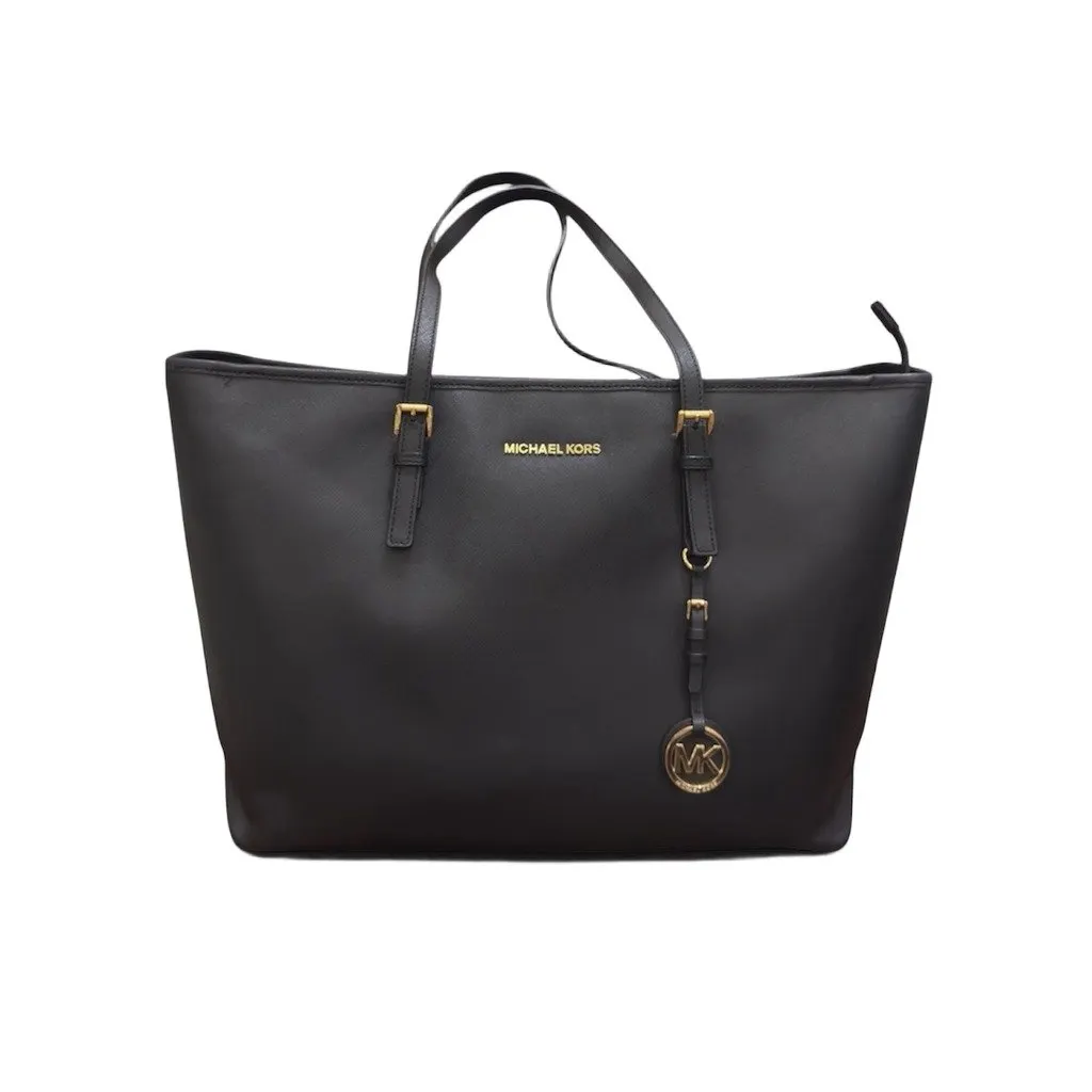 Michael Kors Jet Set Travel Large Black Saffiano Leather Shopper Tote Black Leather Very good - Front View