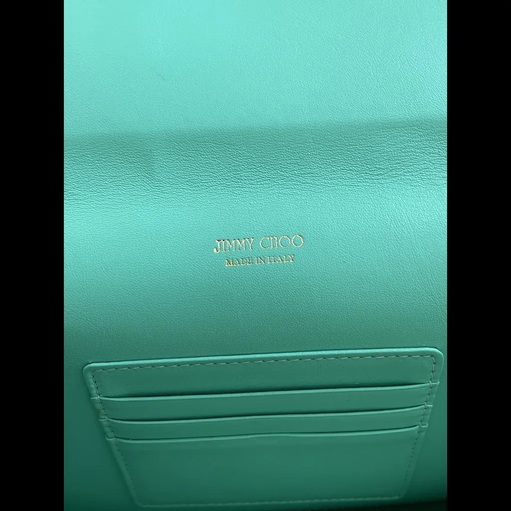 Jimmy Choo Green Leather Reese Clutch Green Leather Very good - Model View
