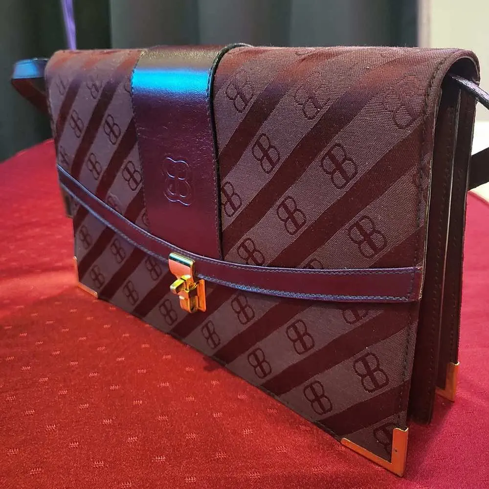 Balenciaga Vintage Bag Burgundy Canvas Gold Fair - Back View