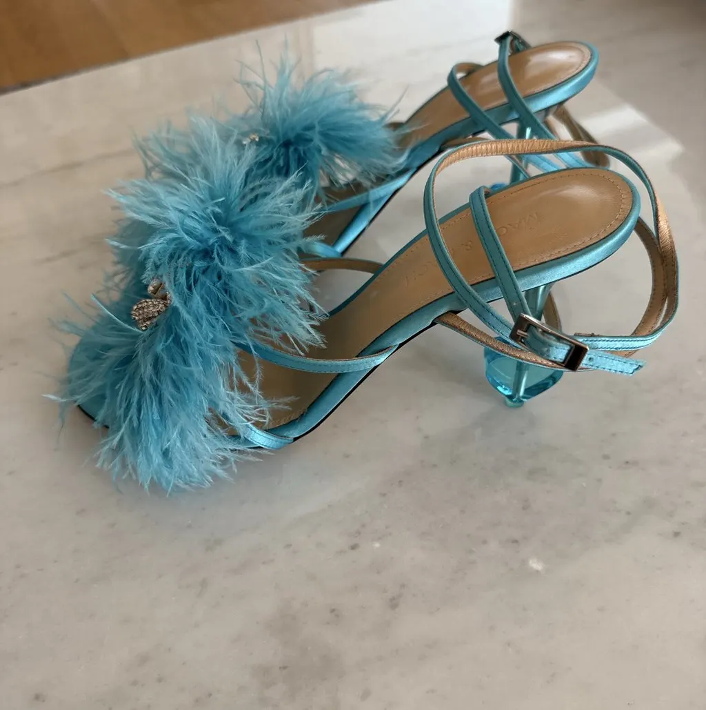 Mach & Mach Heart heel Turquoise Lace Never worn, with tag - Inside View