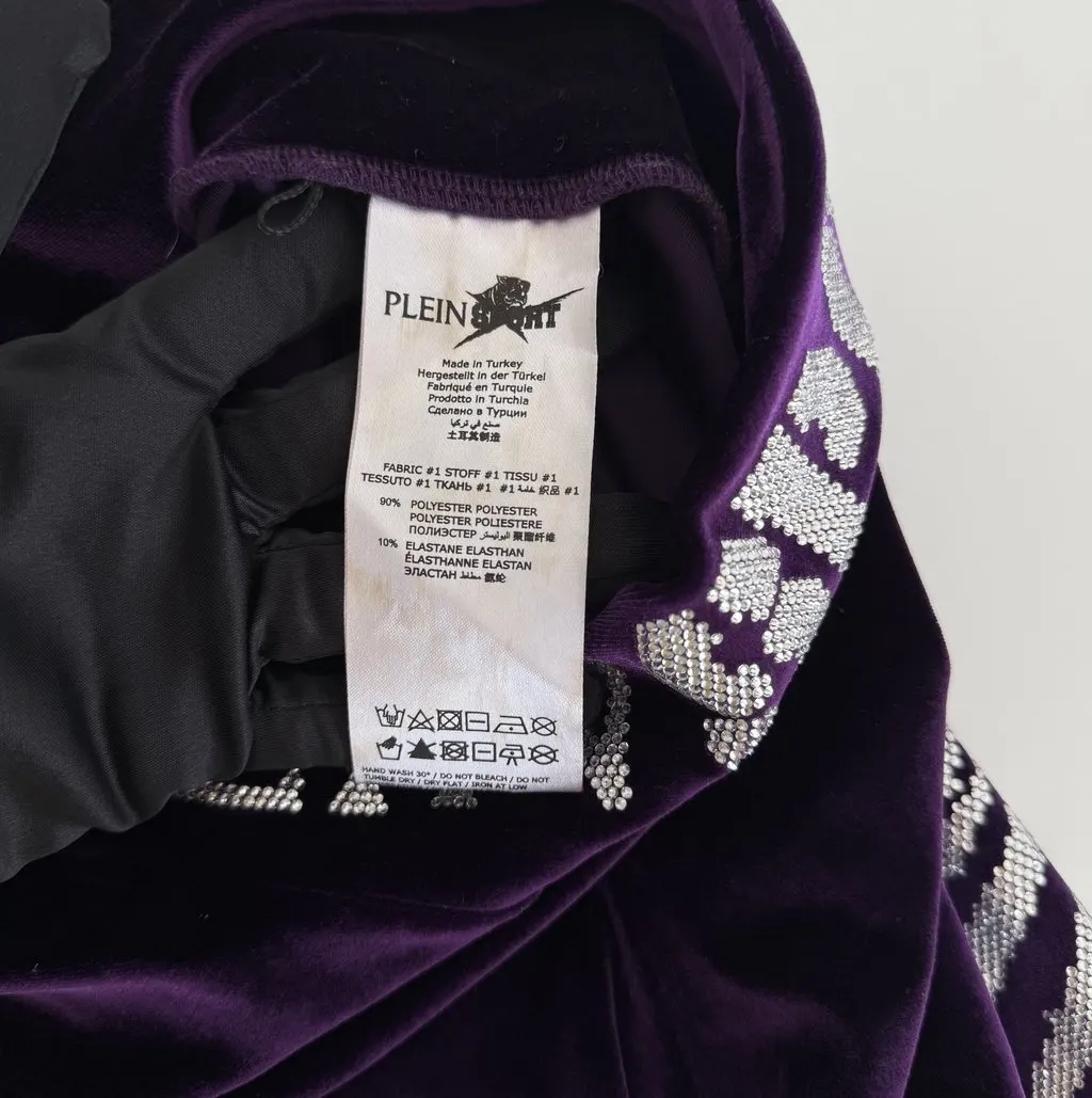 Philipp Plein Philipp Plein Sport “Ex boyfriend” Velvet Leggings Purple Polyester Never worn - Model View