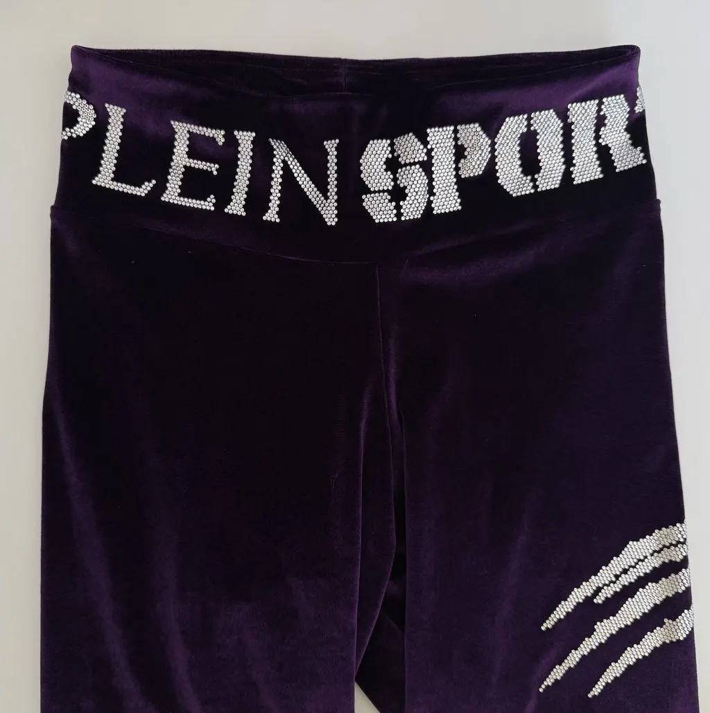 Philipp Plein Philipp Plein Sport “Ex boyfriend” Velvet Leggings Purple Polyester Never worn - Box View