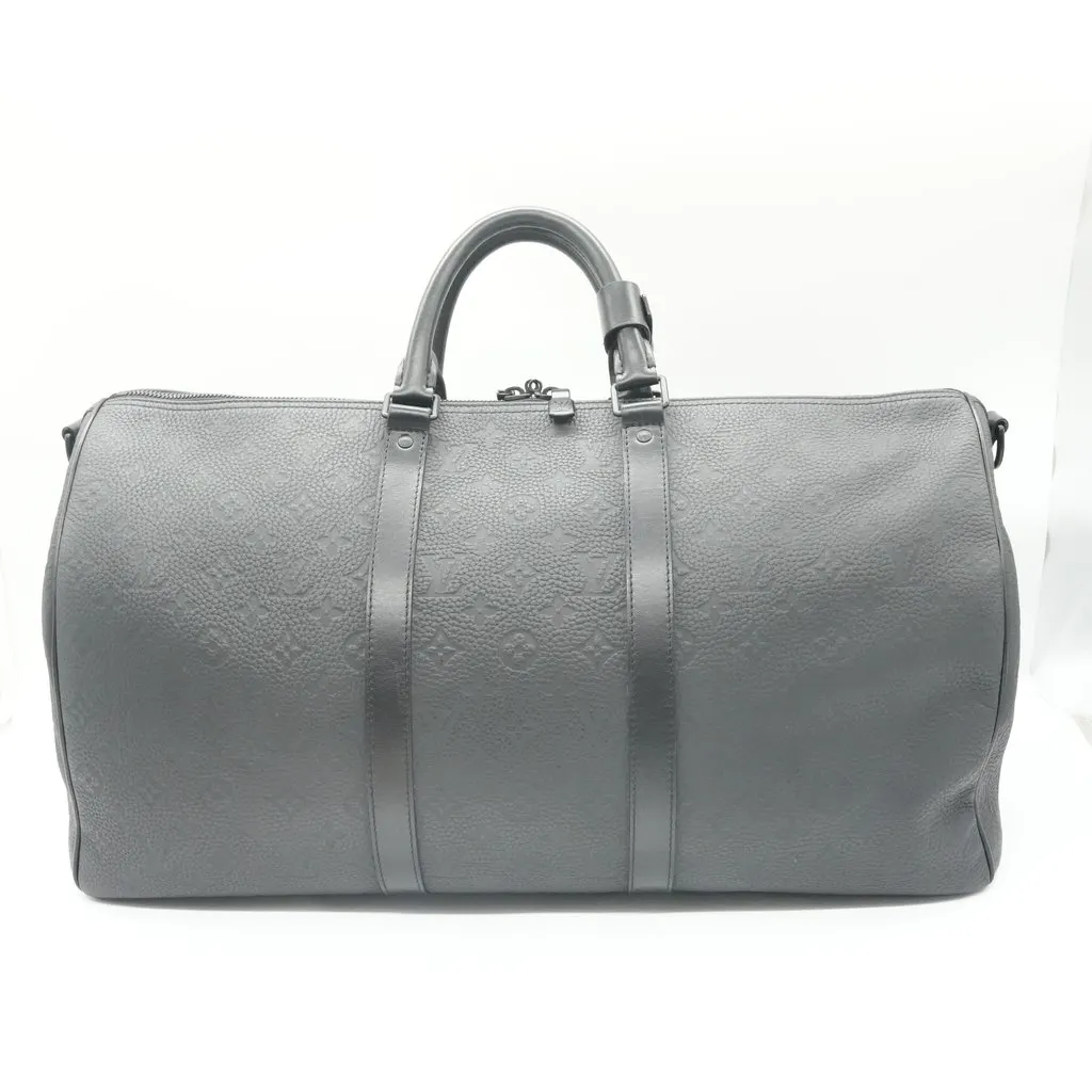 Louis Vuitton Keepall Bandouliere 50 Taurillon Black Leather Fair - Back View