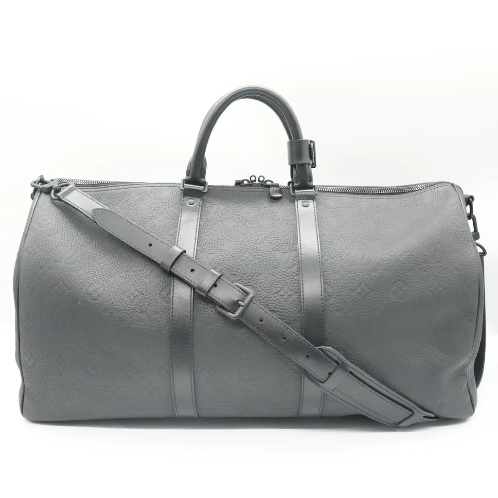 Louis Vuitton Keepall Bandouliere 50 Taurillon Black Leather Fair - Front View
