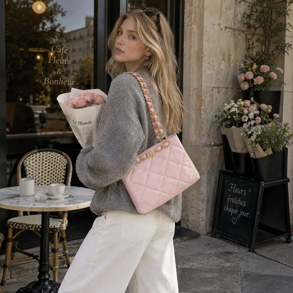 Chanel 19 bag Pink Leather Good - Back View