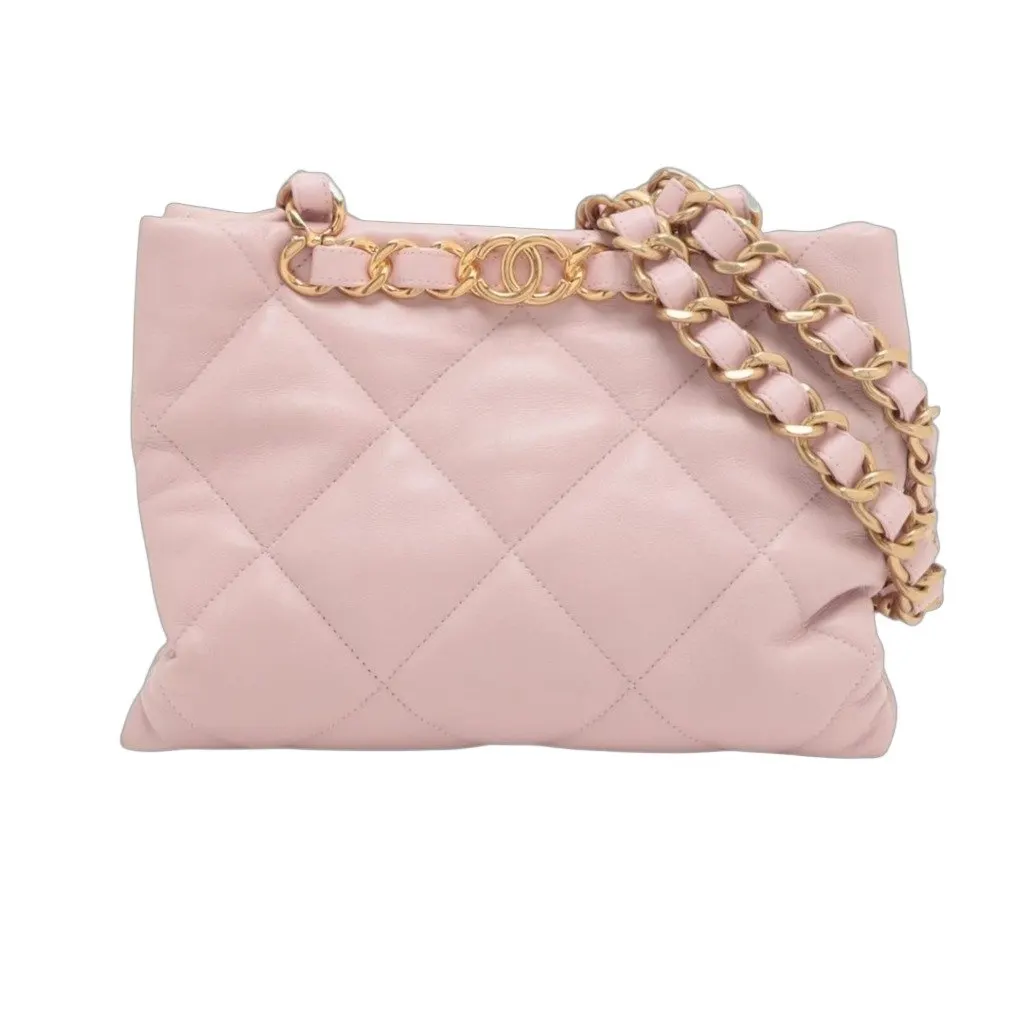 Chanel 19 bag Pink Leather Good - Front View
