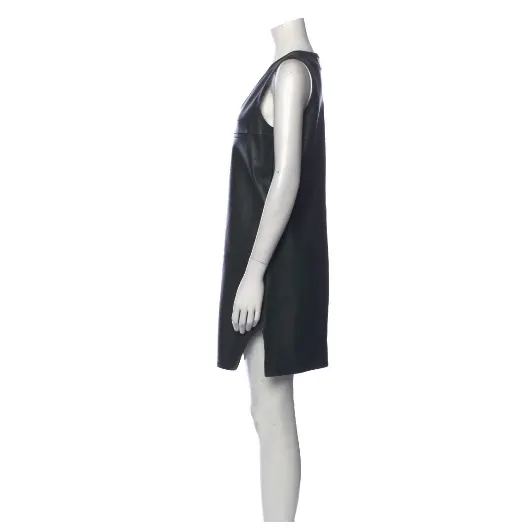 Unsigned forest green dress Green Leather Very good - Back View