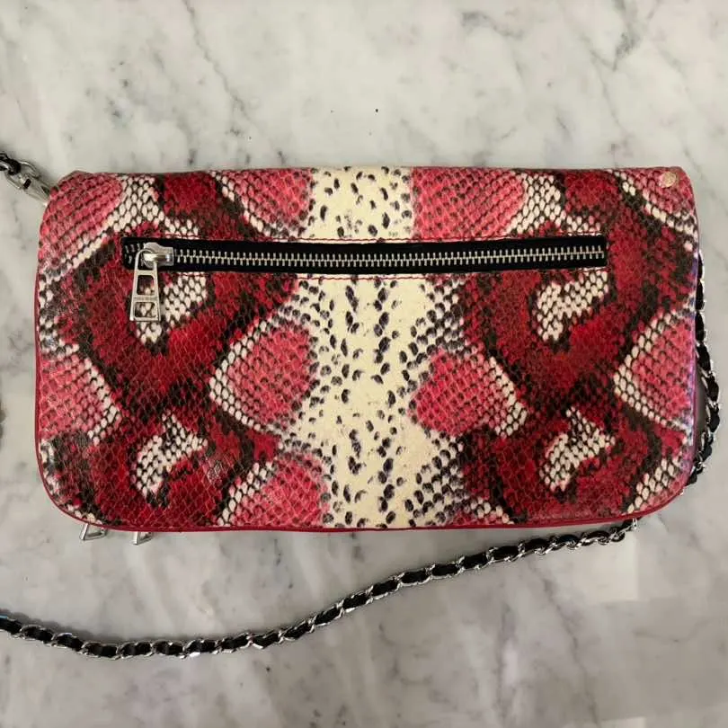 Zadig & Voltaire Snakeskin Rock Bag Red Leather Silver Very good - Back View