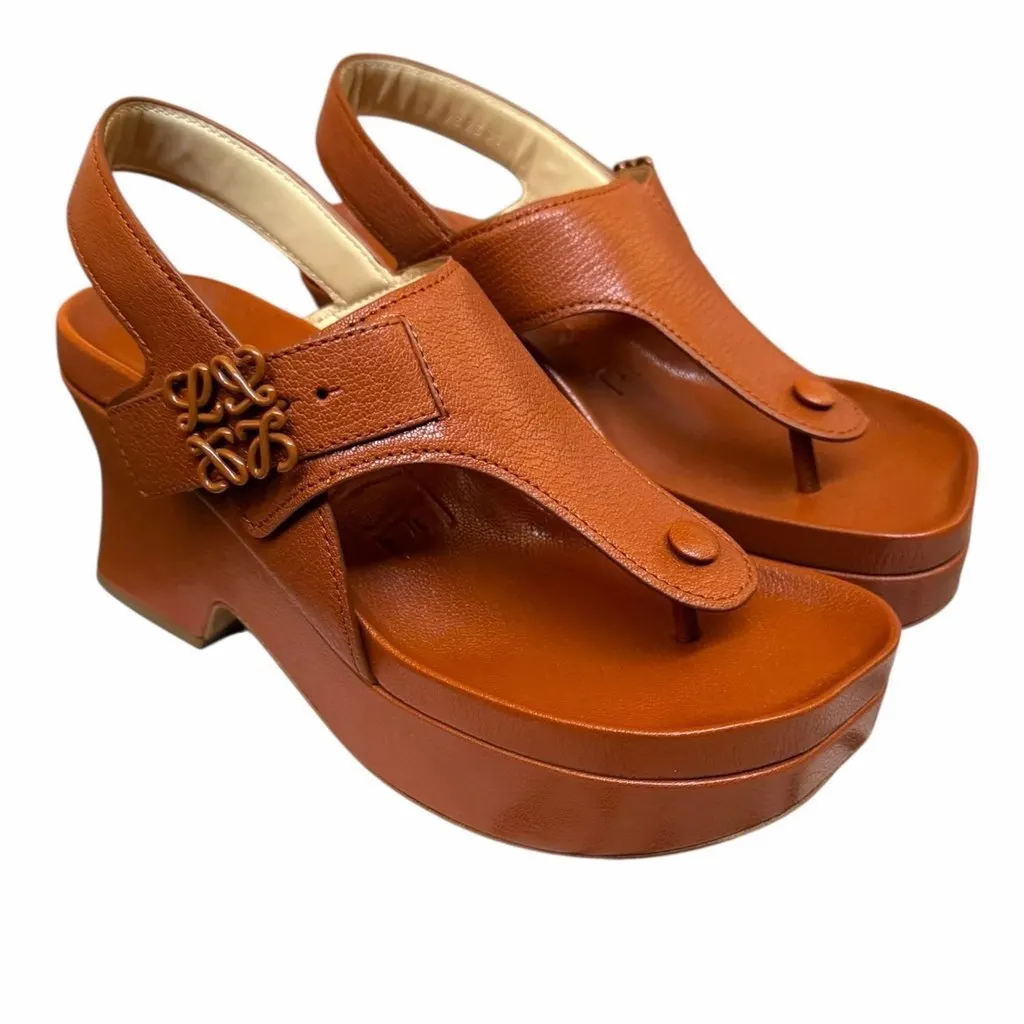 Loewe Loewe Flatform 90mm Brown Leather Never worn, with tag - Front View