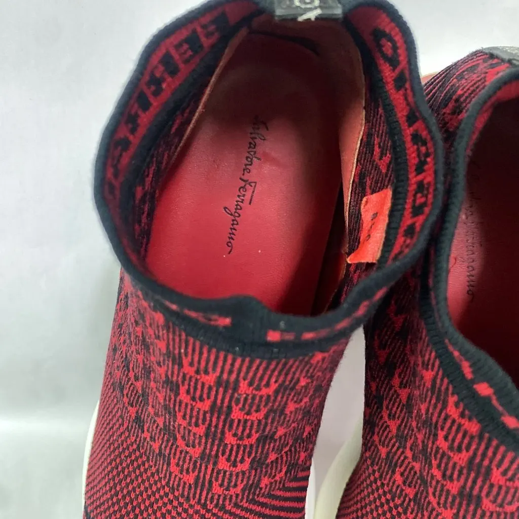 Salvatore Ferragamo Caprera Red Sock Stretch Ankle Sneakers 39 MultiColor Very good - Back View
