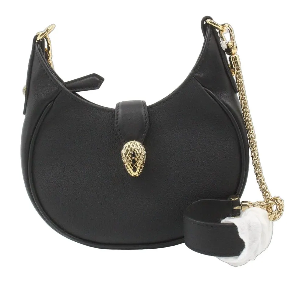 Bvlgari Serpenti Ellipse Leather bag Black Leather Never worn - Front View