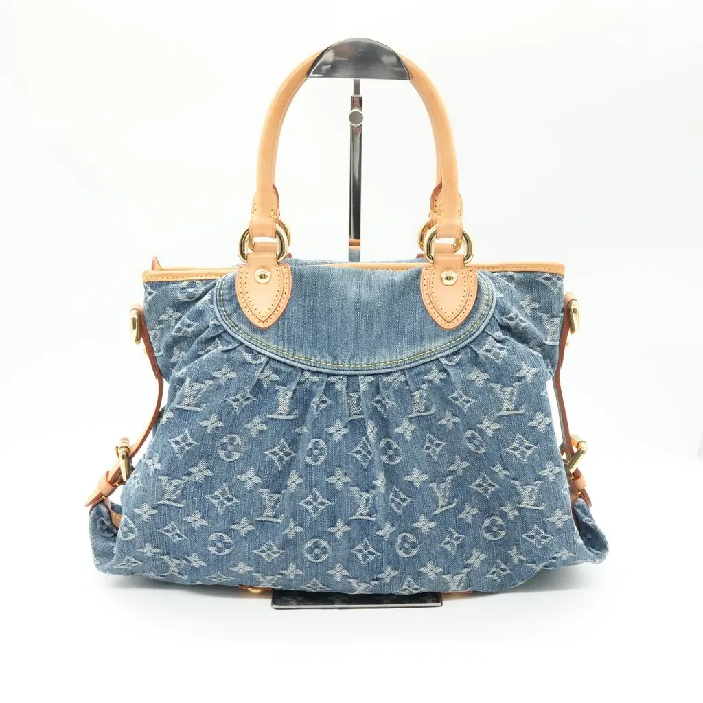 Louis Vuitton Neo Cabby MM Denim Blue Denim Good - Back View