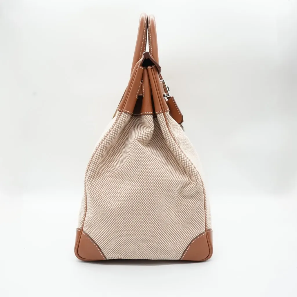 Hermès Birkin 40 HAC Gold Leather Toile Body Handle Bag Stamp:U(2022) Beige Canvas Good - Box View