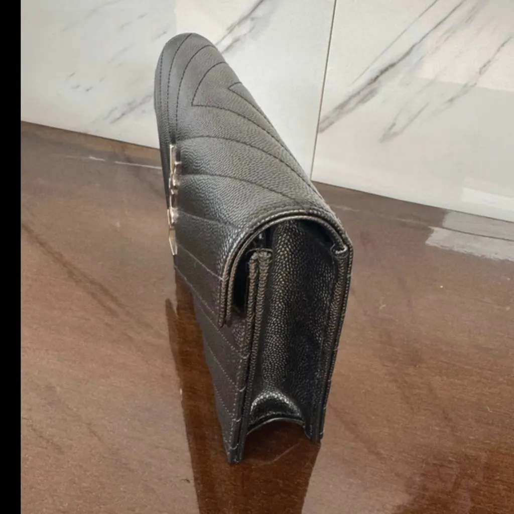 Saint Laurent CASSANDRE ENVELOPE CHAIN WALLET Black Leather Never worn - Back View